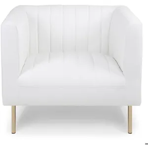MENZZO Fauteuil moderne à coutures verticales Sacramento Simili Blanc pas cher