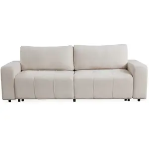 Canapé Convertible 3 Places Bouclette Amos 239cm Crème pas cher