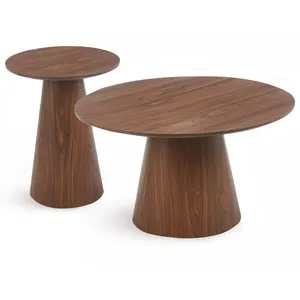 MENZZO Ensemble de 2 tables basses rondes Callie Bois noisette pas cher