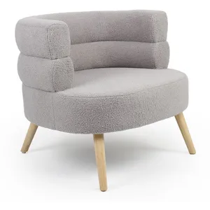 MENZZO Fauteuil design scandinave arrondi Riviani Tissu bouclette Gris pas cher