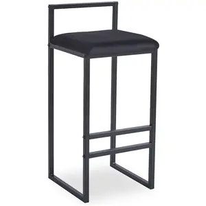Tabouret de Bar Velours "Dakota" 80cm Noir pas cher