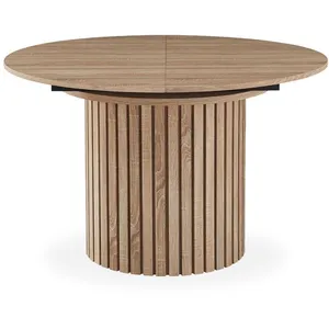 MENZZO Table ronde extensible pied central style colonne Burkina 120-160cm Bois SonomaVendu parcdiscount
