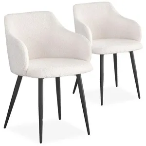 MENZZO Lot de 2 Chaises Bouclette "Joa" 79cm Crème pas cher