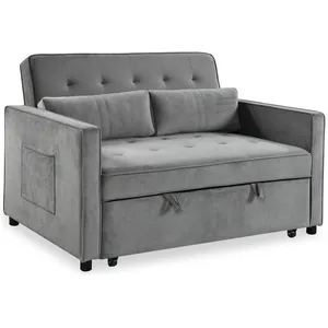 Canapé Convertible 2 Places Velours Léa 133cm Gris pas cher