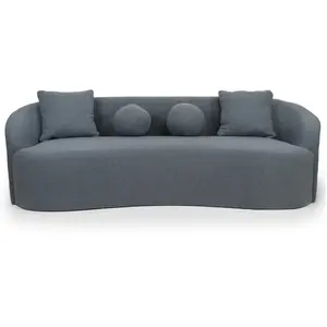 MENZZO Canapé 4 places au design élégant et incurvé Alex XL Tissu bouclette Gris pas cher