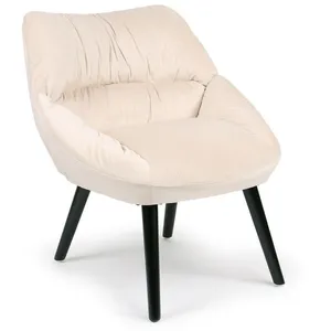 MENZZO Fauteuil moderne et confortable Patrick Velours Beige pas cher