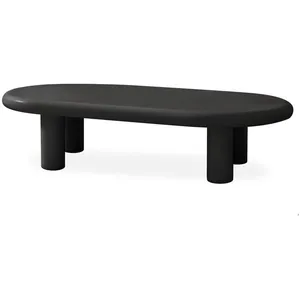 MENZZO Table basse arrondie 160cm avec pieds colonnes Roady Noir pas cher