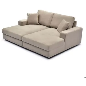 MENZZO Duo de méridiennes Fabien combinables en canapé profond Velours Taupe pas cher