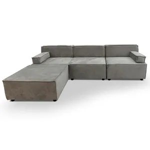 MENZZO Canapé modulable Benoit Velours Taupe grisé pas cher
