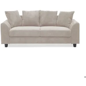 MENZZO Canapé contemporain 3 places Mozart Velours côtelé Beige pas cher
