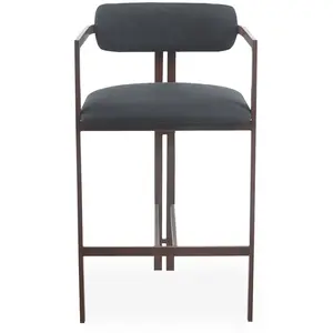 MENZZO Lot de 2 chaises de bar design Galilea Métal Effet bois foncé e... pas cher