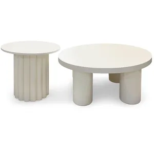 MENZZO Ensemble de 2 tables basses rondes avec piètement style colonne... pas cher