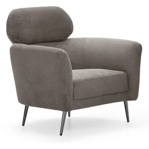 MENZZO Fauteuil moderne avec haut dossier Damigal Tissu doux Gris taupe pas cher