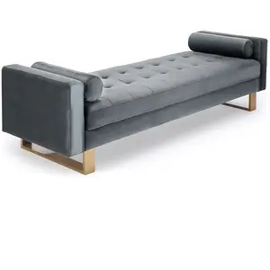 MENZZO Banquette capitonnée Shell Velours Argent