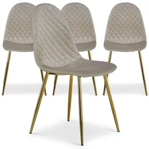 MENZZO Lot de 4 chaises matelassées Norway Velours Taupe pas cher