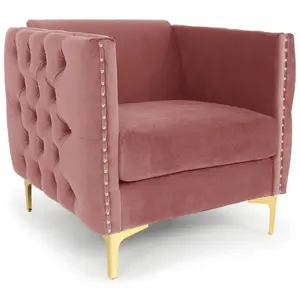 Fauteuil - MENZZO - Joshua - Velours - Rose pas cher