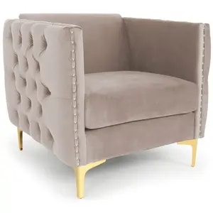 MENZZO Fauteuil Joshua Velours Taupe pas cher
