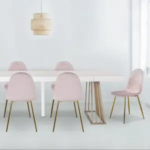 MENZZO Lot de 4 chaises matelassées Norway Velours Rose pas cher