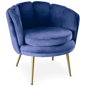MENZZO Fauteuil arrondi Brenda Velours Bleu pas cher
