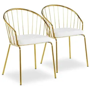 Chaise/fauteuil Eventille Simili Blanc - MENZZO - Lot de 2 - Métal - E... pas cher