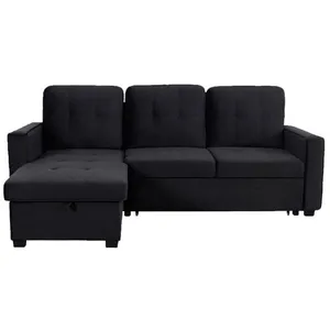Canapé D'angle Convertible "rabano" 230cm Noir - Paris Prix pas cher