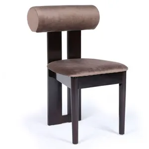MENZZO Chaise de salle à manger style intemporel Tuboli Bois foncé et Velours Marron pas cher
