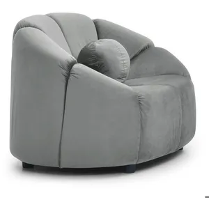 MENZZO Fauteuil design arrondi Sidonie Velours Gris pas cher