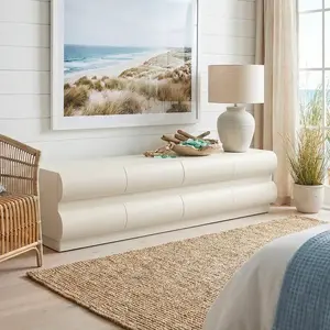 MENZZO Meuble tv 8 tiroirs arrondis Mezade L180cm Crème pas cher