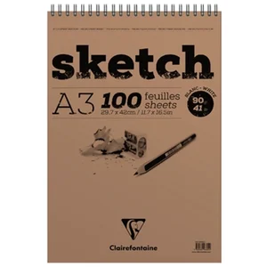 Clairefontaine Bloc Sketch croquis spiralé 29,7x42 90 grammes pas cher