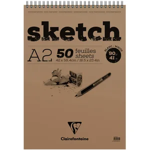 Clairefontaine Bloc Sketch croquis RI A2 90g 50F blanc pas cher