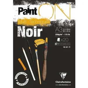 Clairefontaine Paint On Multi-Techniques Zwart A3 42 x 29,7 cm 250g/m2 20 Sheets pas cher