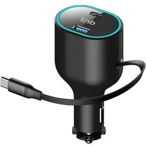 Chargeur allume-cigare - TNB - Rétractable 50W - 1xUSB-A QC3.0 18W - 1xUSB-C PD 20W - Câble USB-C 30W pas cher
