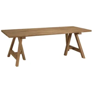 MACABANE KALLY - Table à manger jardin 220cm bois teck recyclé pieds t...