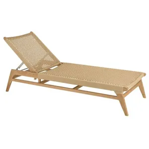 MACABANE VALERIA - Bain de soleil en teck naturel et rotin synthétique beige pas cher