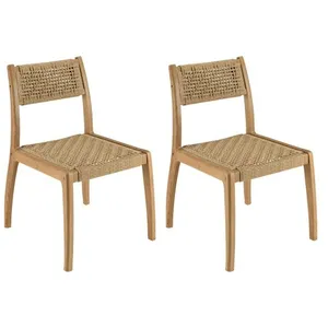 MACABANE VALERIA - Lot de 2 chaises jardin teck rotin synthétique tressé beige pas cher
