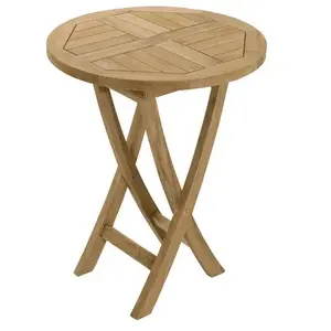 Table en teck massif ronde pliante de jardin JARDITECK pas cher