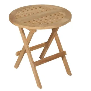 Table de pique nique ronde en teck massif JARDITECK pas cher