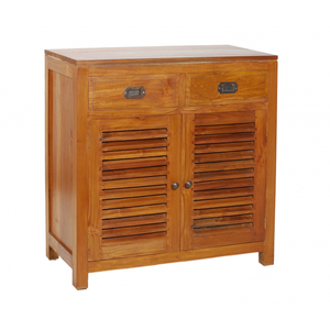 MACABANE AYAN - Bahut marron 2 portes persiennes 2 tiroirs bois TeckVendu parcdiscount