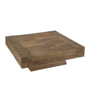 MACABANE LEONCE - Table basse carrée bois massif marron