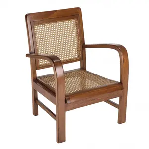 MACABANE ERIS - Fauteuil mindi et cannage bois foncé pas cher
