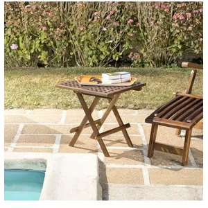Table de Jardin Carrée en Teck Troxi 50cm - Paris Prix - Marron pas cher