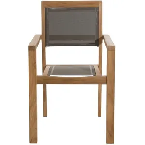 Lot de 2 fauteuils empilables en teck et textilène - Couleur taupe JARDITECK pas cher
