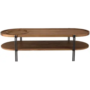 MACABANE ALIDA - Table basse ovale 2 niveaux plateau amovible pas cher