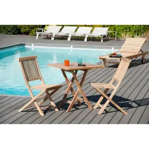 Table de jardin en bois teck carrée pliante 70 x 70 cm JARDITECK pas cher