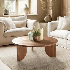 MACABANE SIXTINE - Table basse ronde 100x100cm en bois de teck recycléVendu parcdiscount