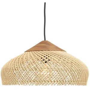 MACABANE SIXTINE - Suspension 40x40cm en bois de teck recyclé et rotin pas cher