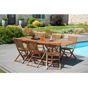 Table rectangulaire extensible en teck huilé 180-240x100 cm JARDITECK pas cher