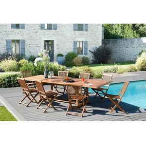 Table rectangulaire double extension en teck huilé 200-300x120 cm JARD... pas cher