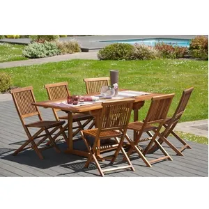 Table rectangulaire extensible en teck huilé 120-180x90 cm JARDITECK