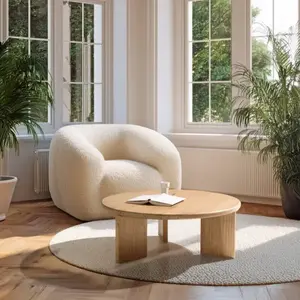 MACABANE AMY - Table basse ronde 80cm en bois de mindi AMY pas cher